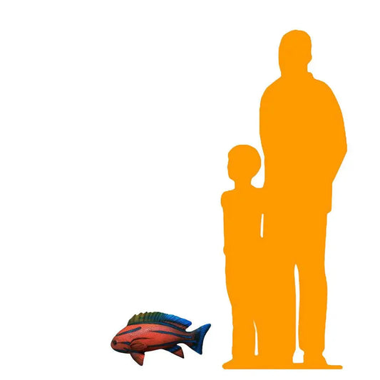 Red Striped Fish Statue A0370-WW-A