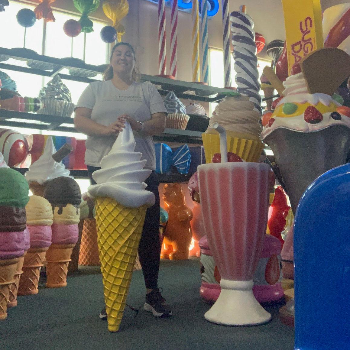 Large Vanilla Hanging Soft Serve Ice Cream Statue