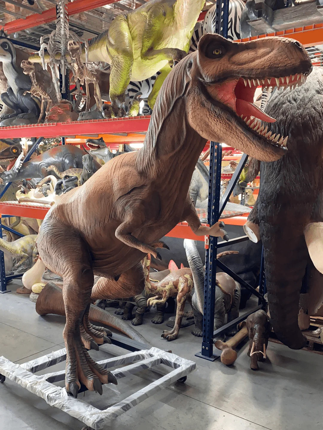 T Rex Dinosaur On Base Life Size Statue