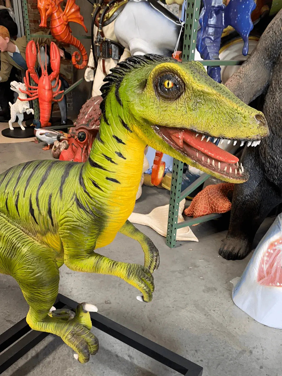 Green Deinonychus Dinosaur Statue A0795-3428-A