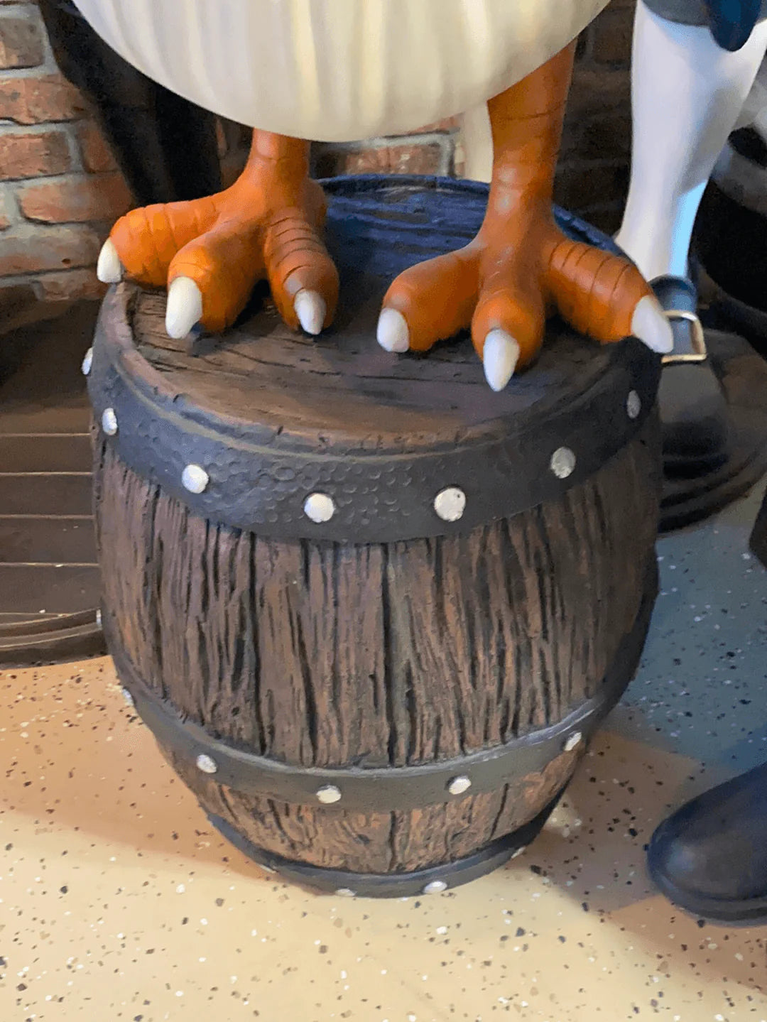 Comic Pelican On Barrel Life Size Statue