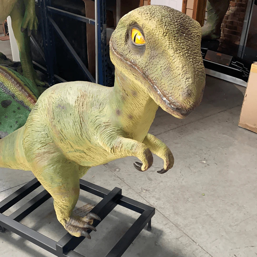 Green T Rex Dinosaur On Base Statue