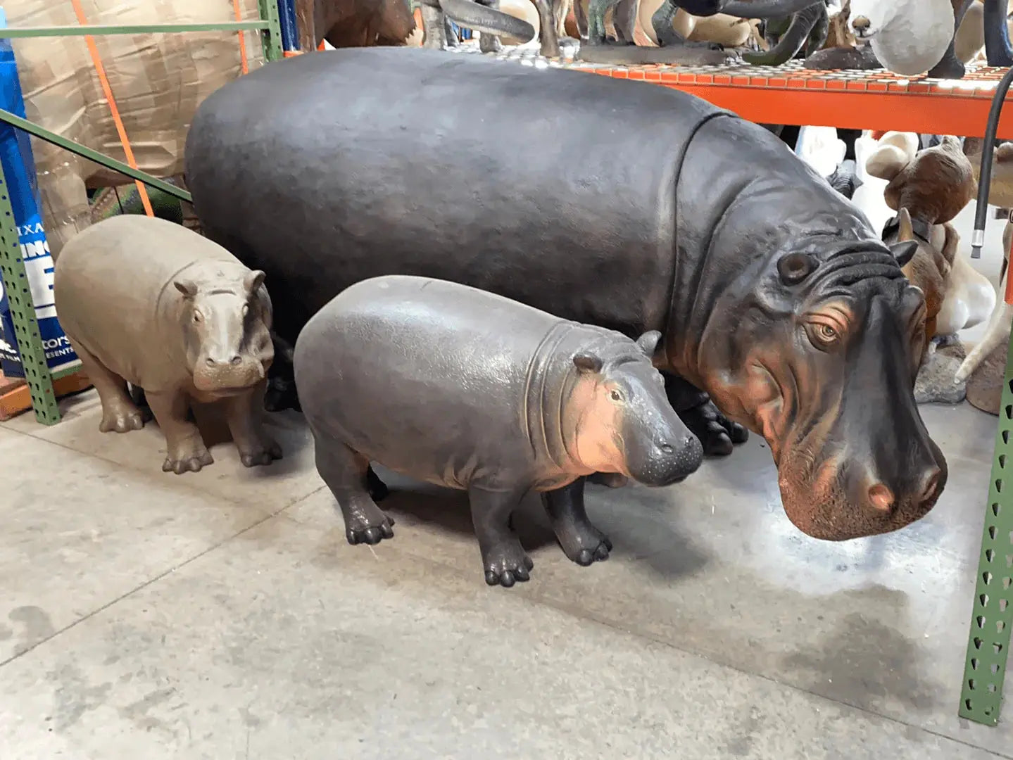 Light Hippo Life Size Statue A0809-R012-PT