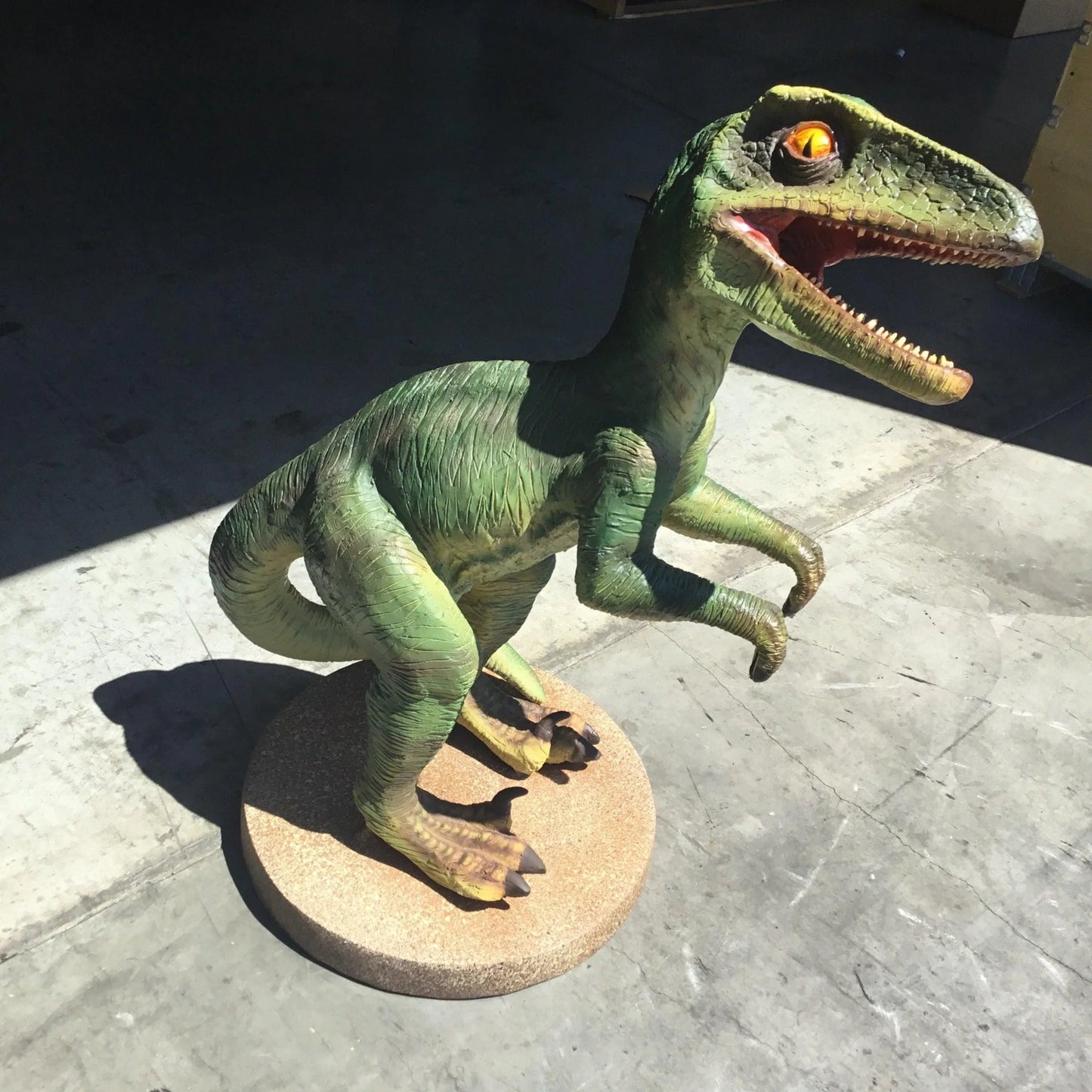 Green Raptor Dinosaur Statue