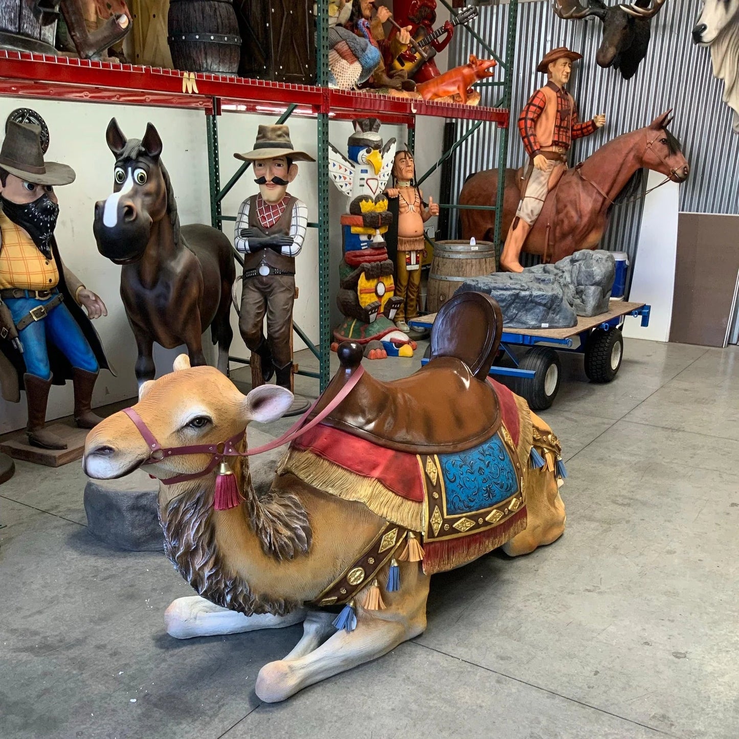 Laying Camel With Saddle Life Size Statue