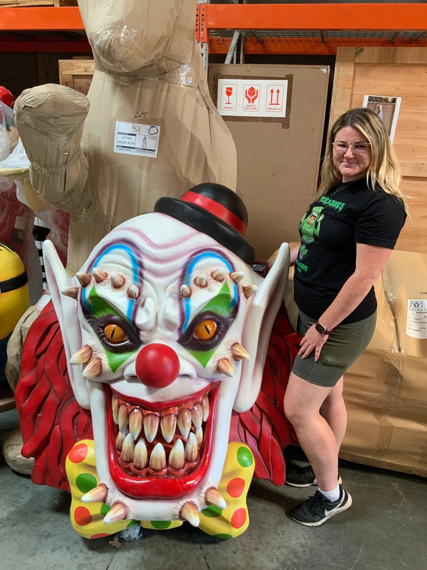 Scary Clown Head Wall Decor Over Sized Statue