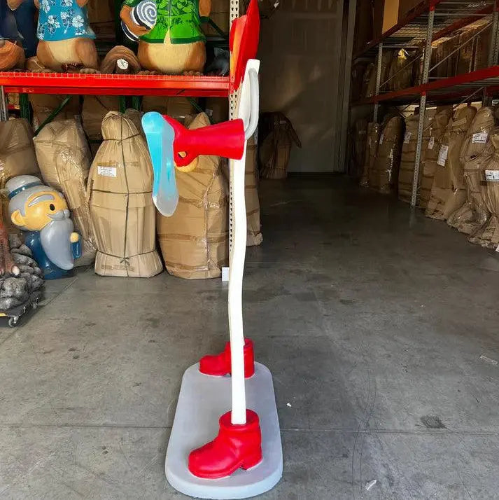 Single Red Playing Card With Axe Statue LS397-LF-A