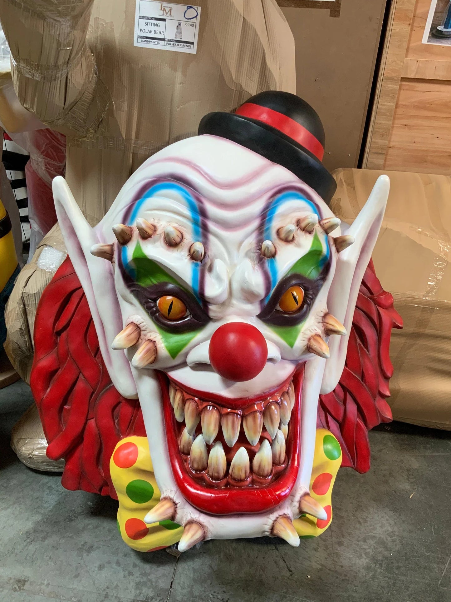 Scary Clown Head Wall Decor Over Sized Statue