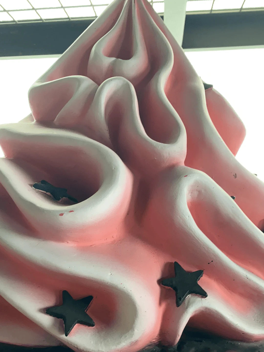Bright Pink Cupcake With Stars Statue