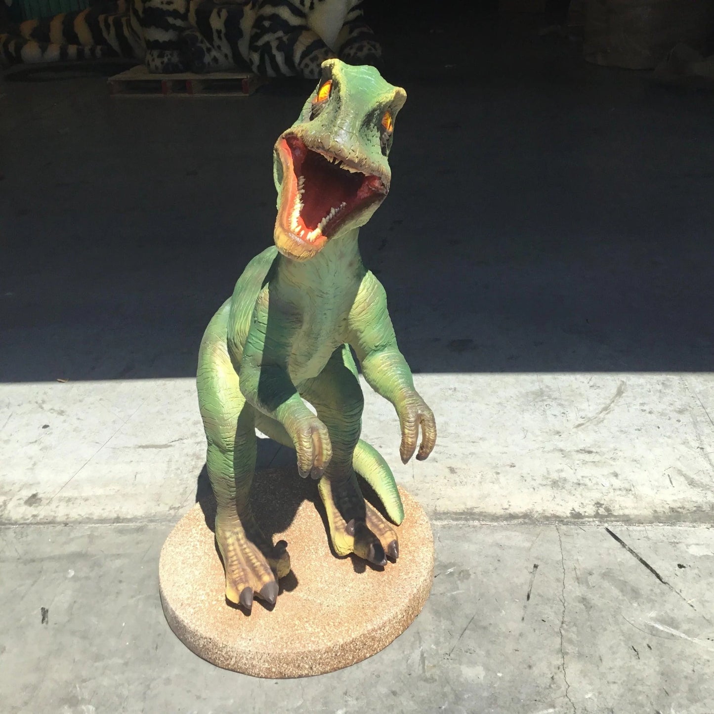 Green Raptor Dinosaur Statue