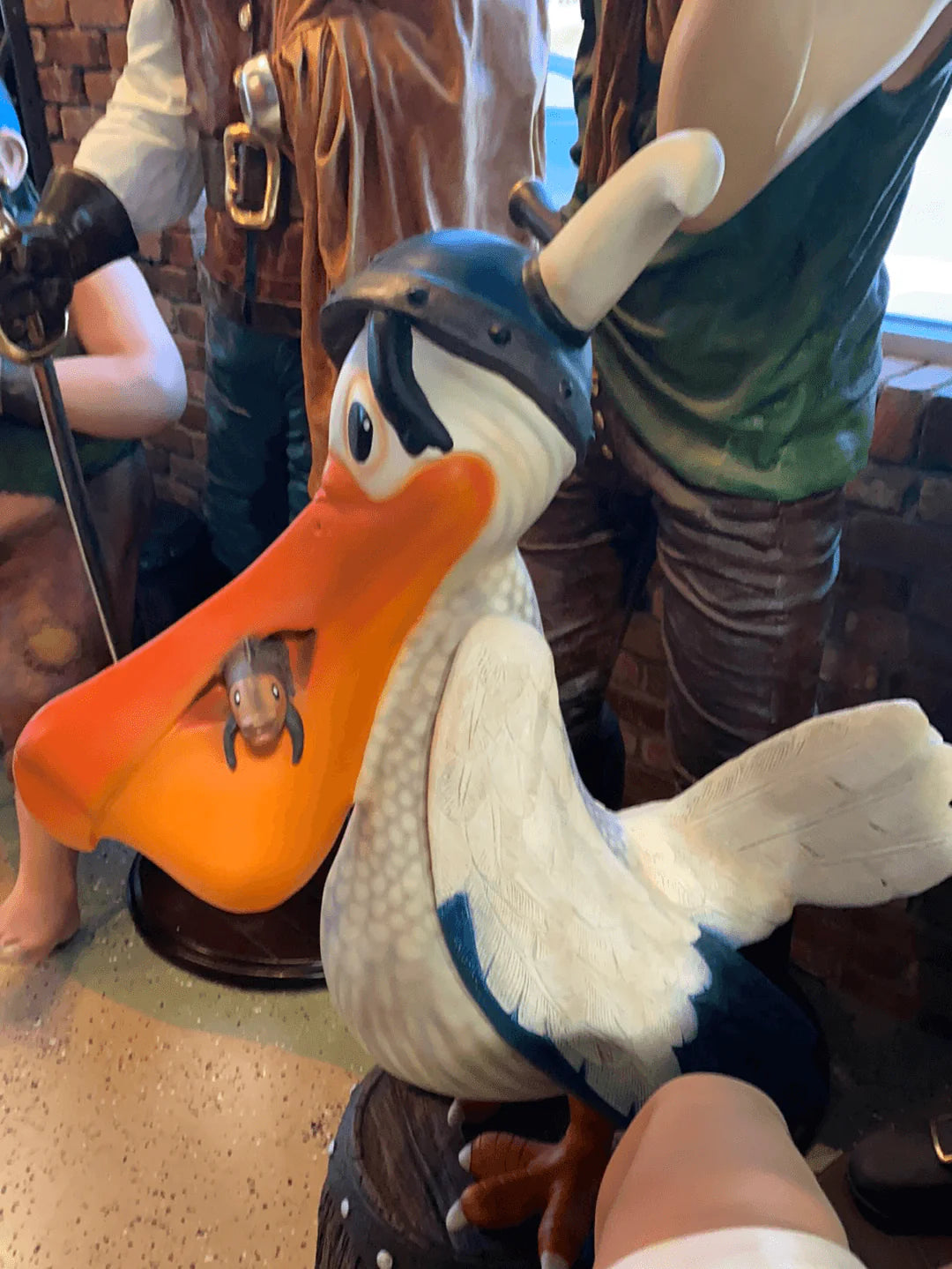 Comic Pelican On Barrel Life Size Statue