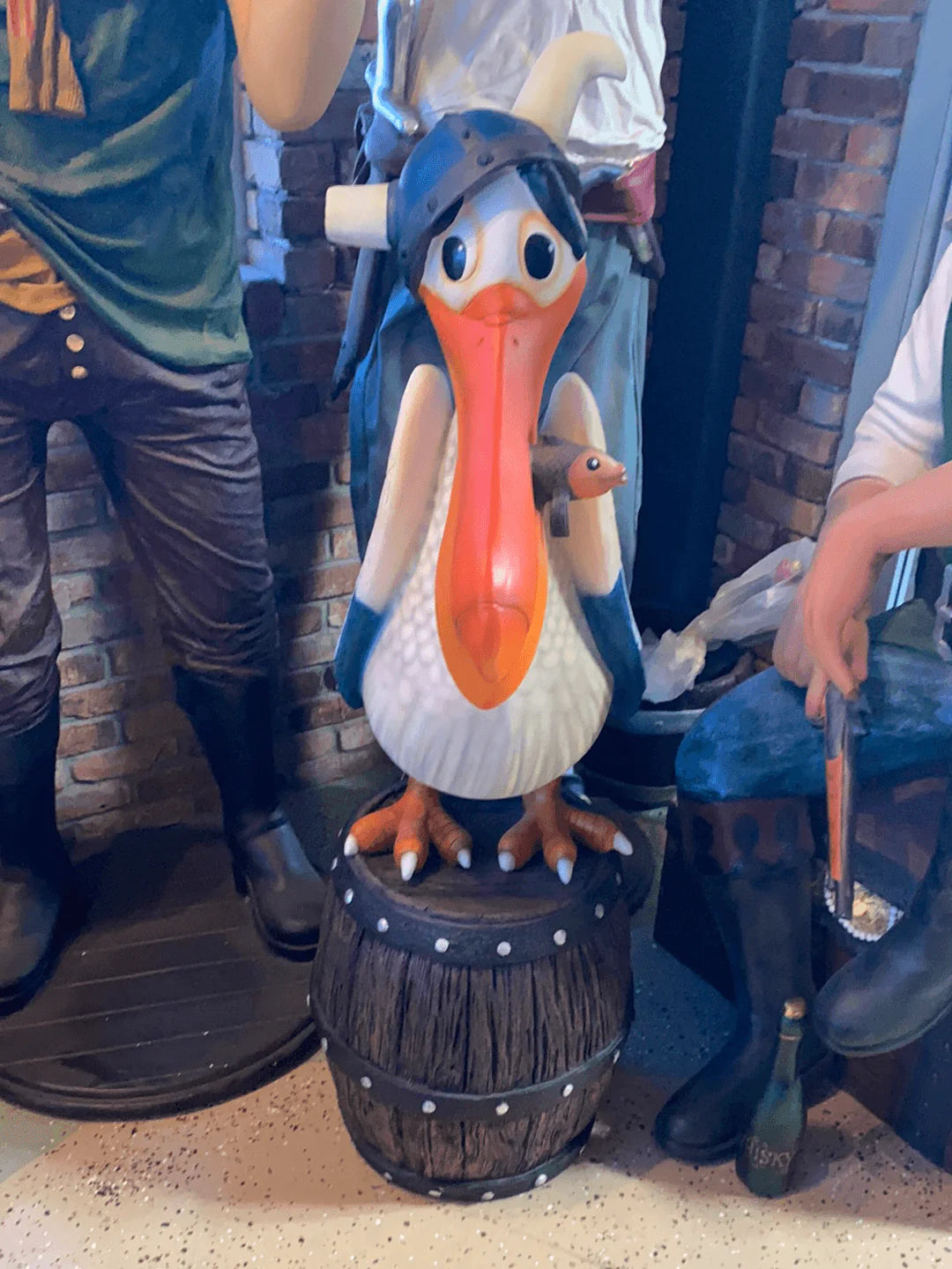 Comic Pelican On Barrel Life Size Statue