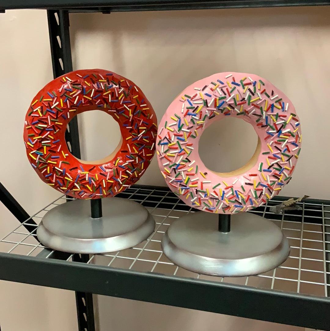 Red Donut On Stand Statue