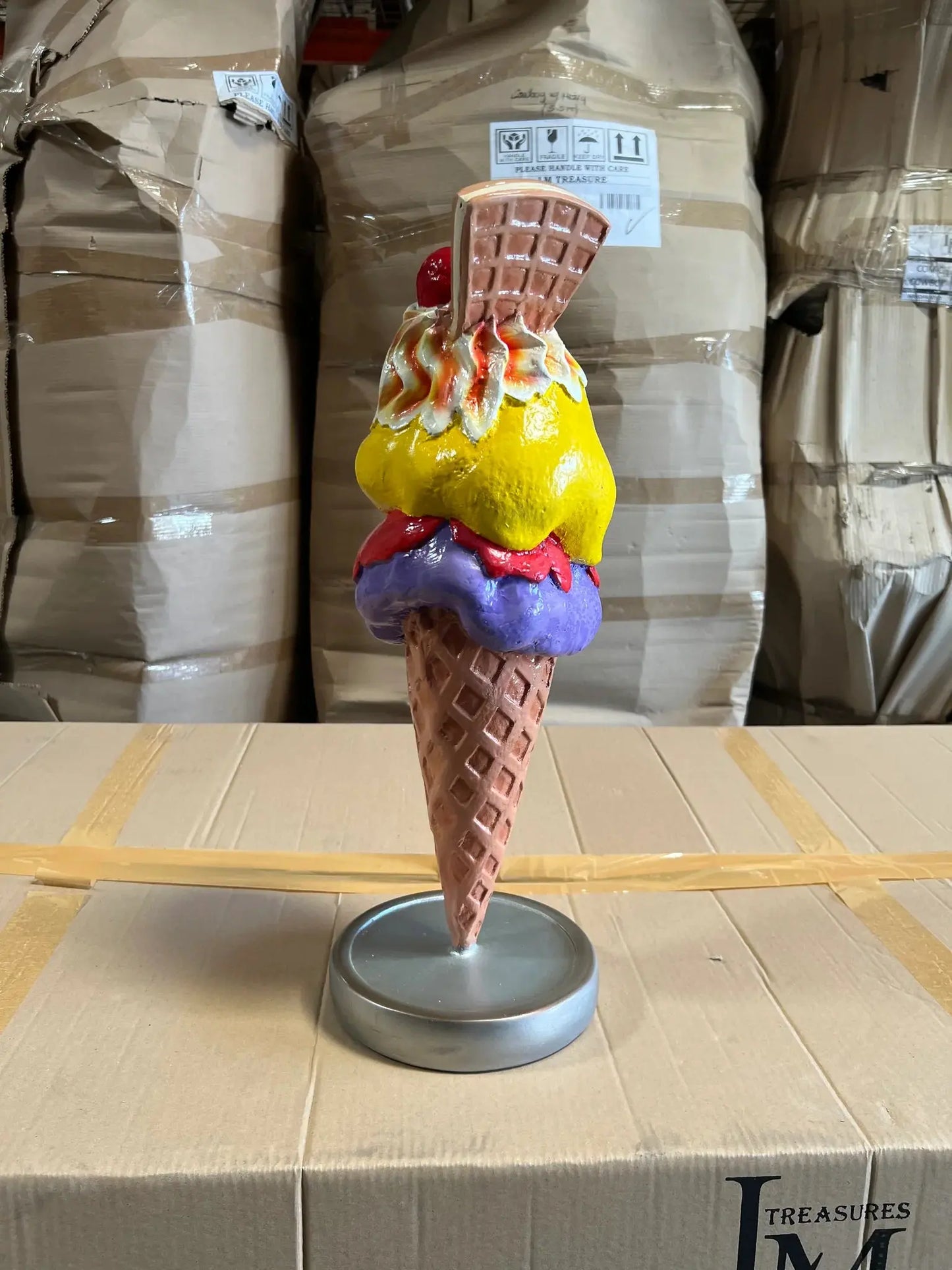 One Scoop Waffle Ice Cream Statue R0333-B0553-AR
