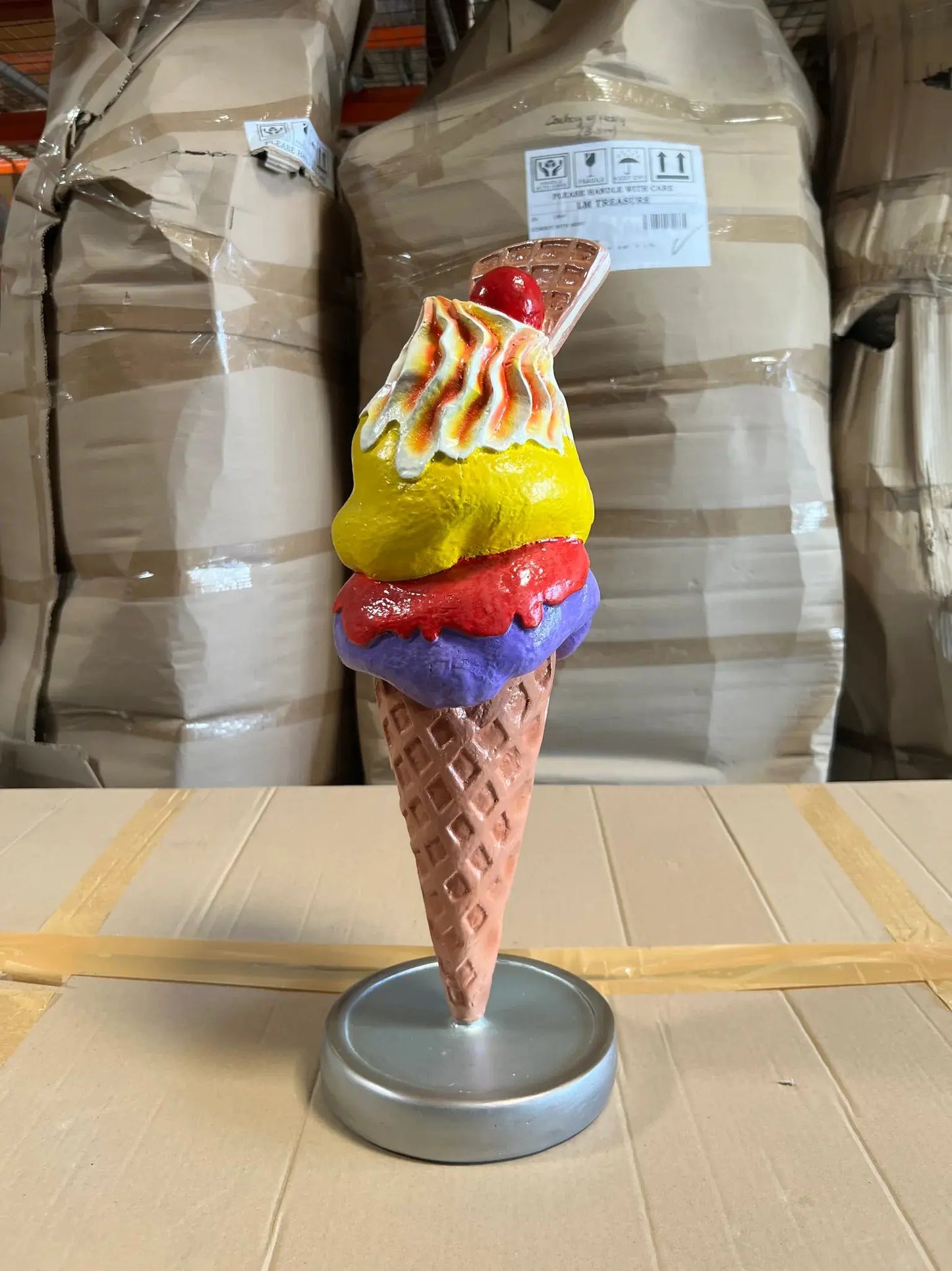 One Scoop Waffle Ice Cream Statue R0333-B0553-AR