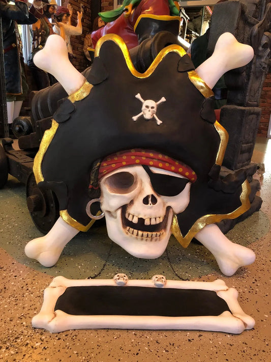 Pirate Skull Cross Bone Sign Statue LS224-EW-A