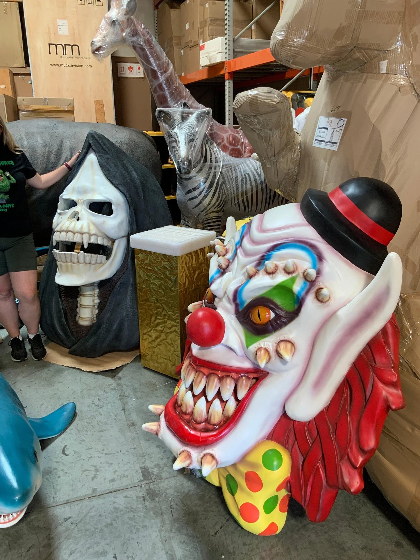 Scary Clown Head Wall Decor Over Sized Statue