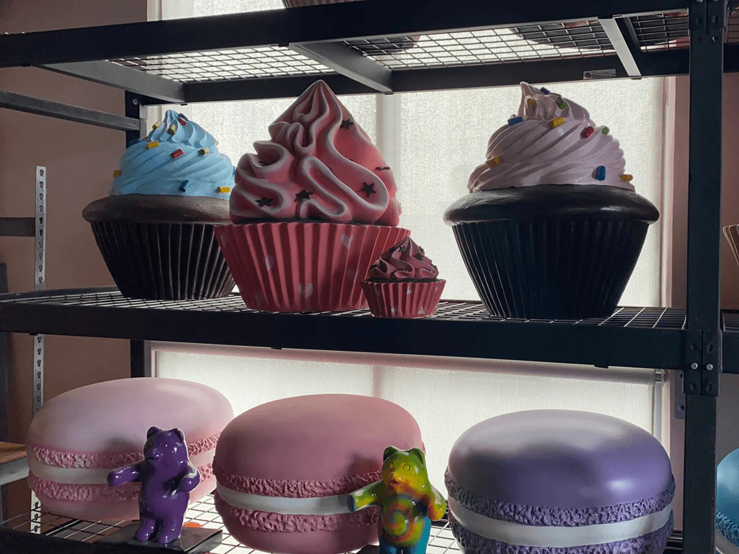 Bright Pink Cupcake With Stars Statue