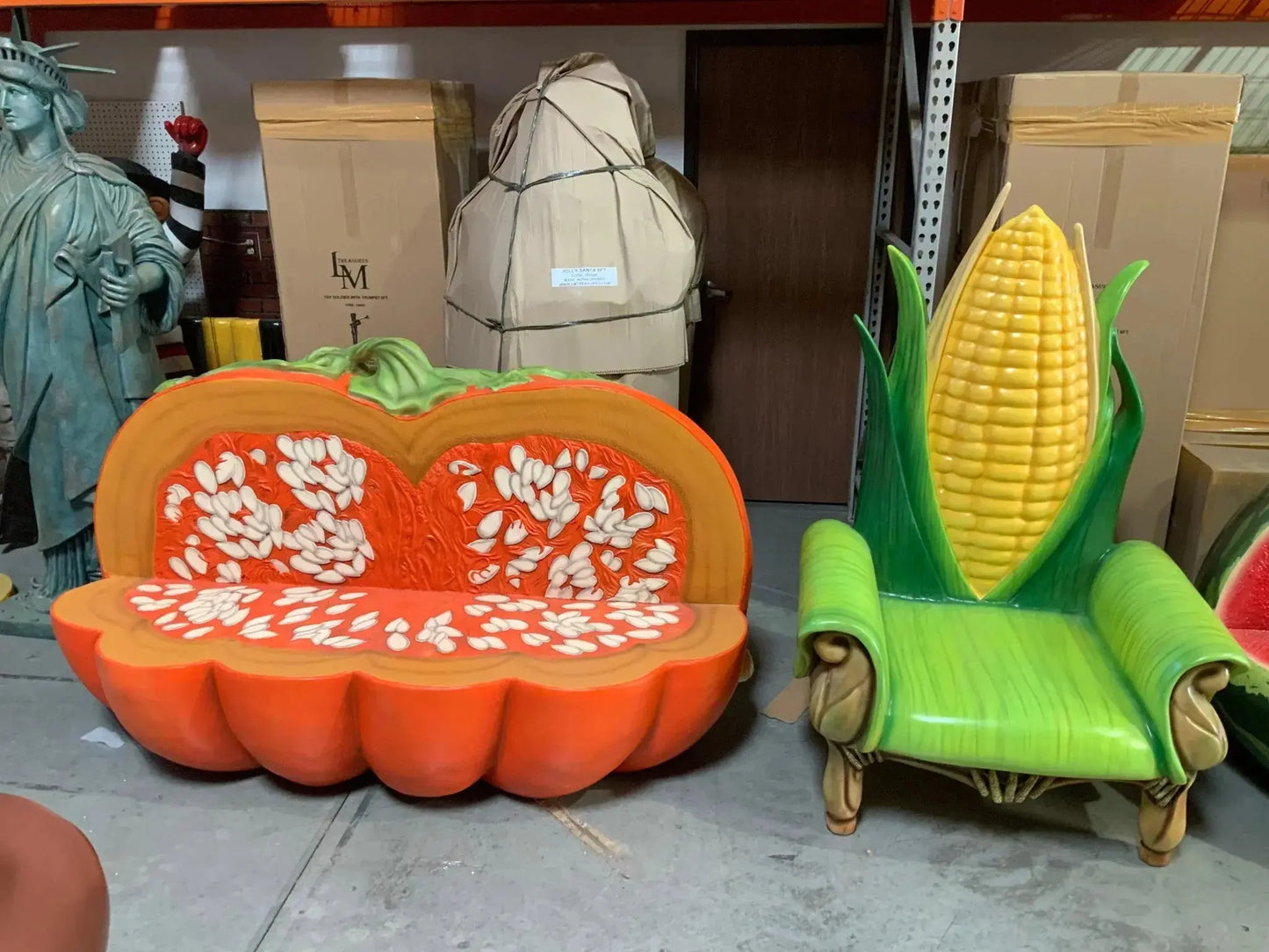 Pumpkin Bench Statue F0218-6292-T