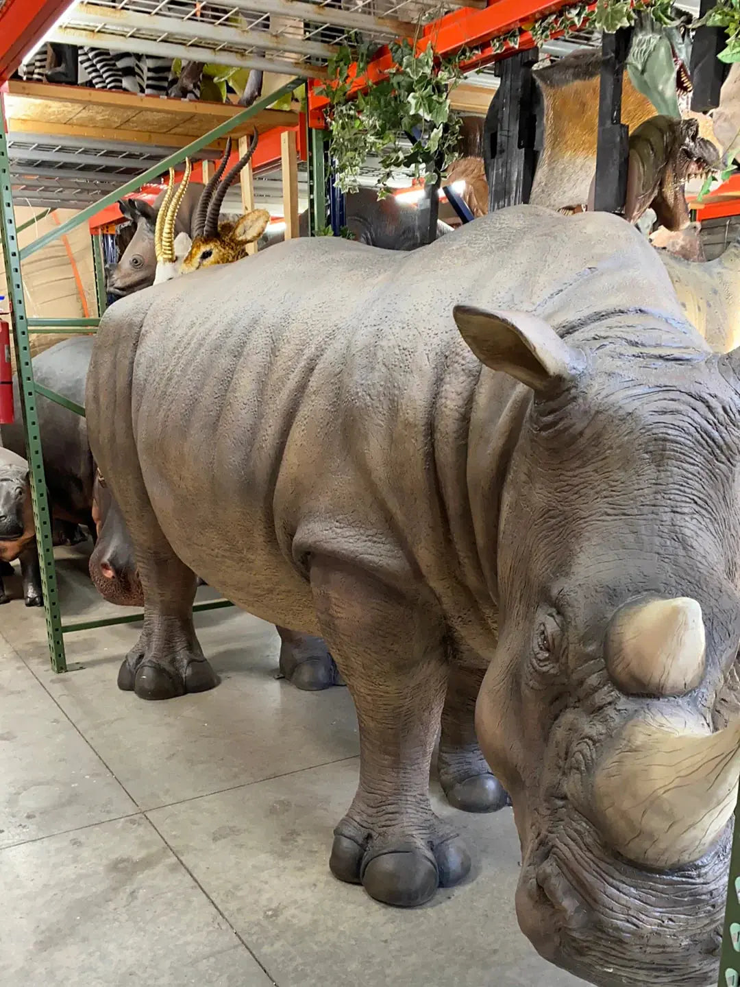 Gray Rhinoceros Life Size Statue A0808-R023-PT