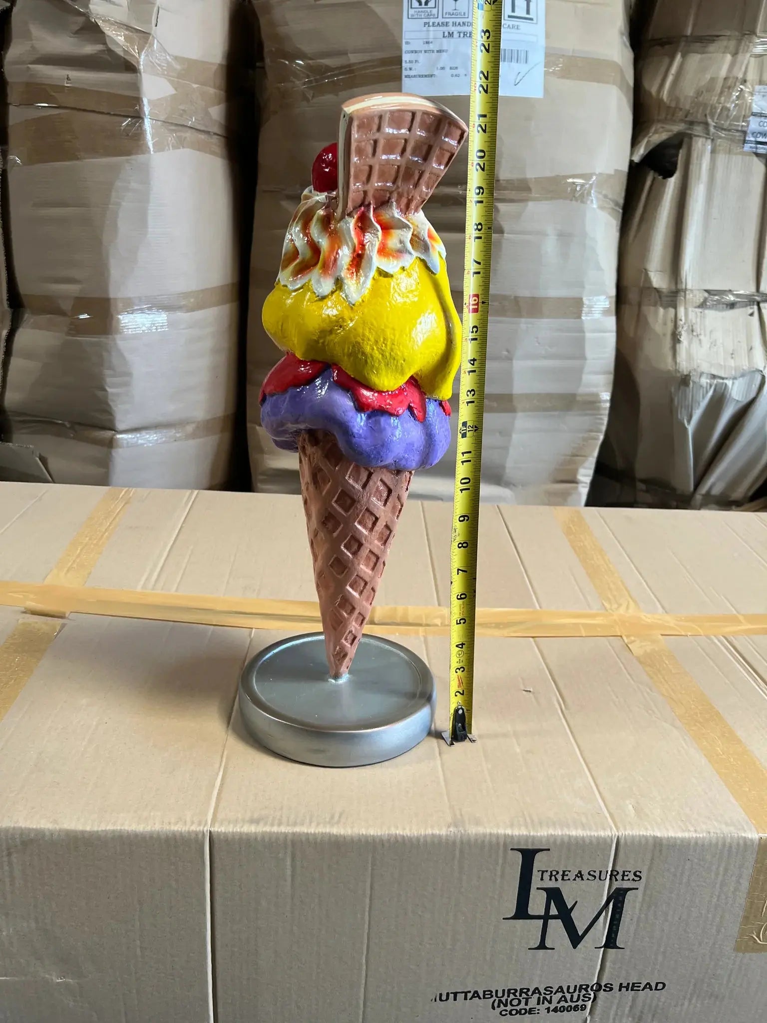 One Scoop Waffle Ice Cream Statue R0333-B0553-AR