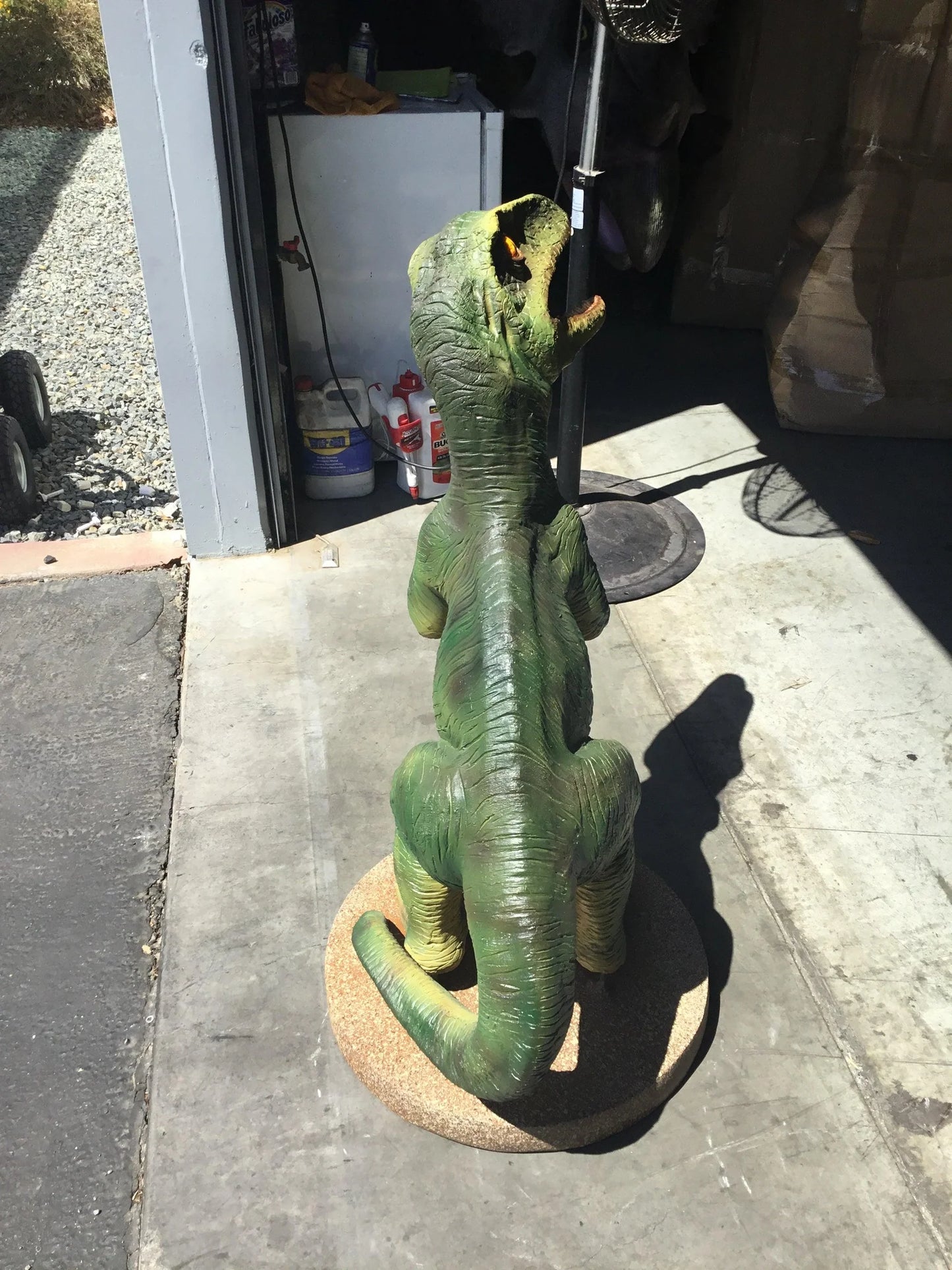 Green Raptor Dinosaur Statue