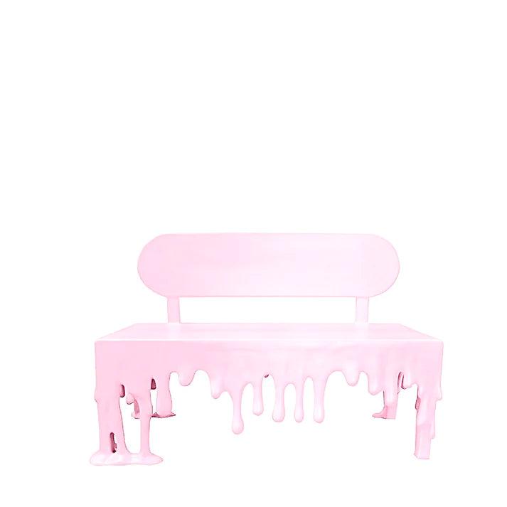 Light Pink Melting Drip Bench Statue - LM Treasures Prop Rentals