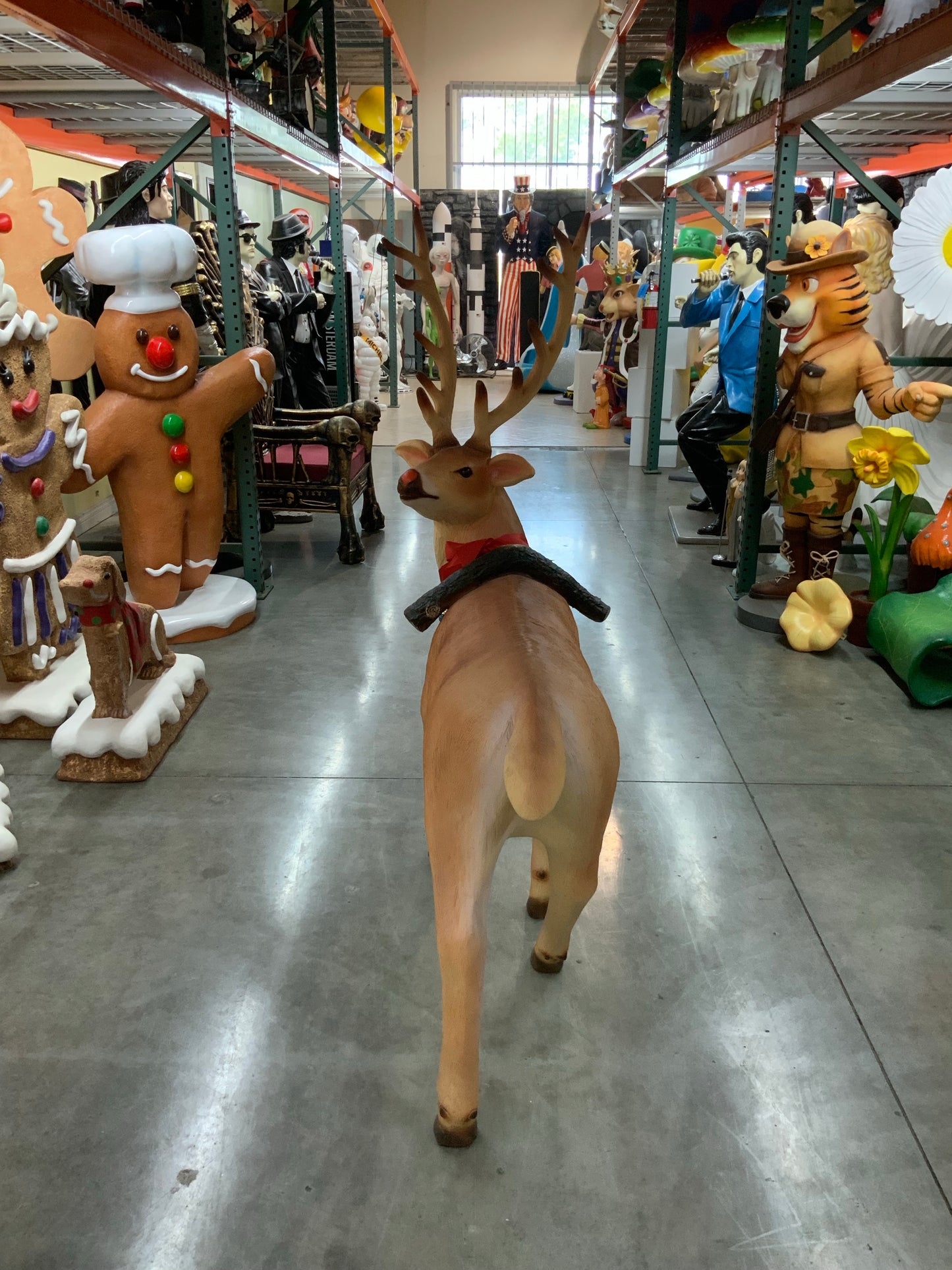 Standing Long Horn Reindeer Statue