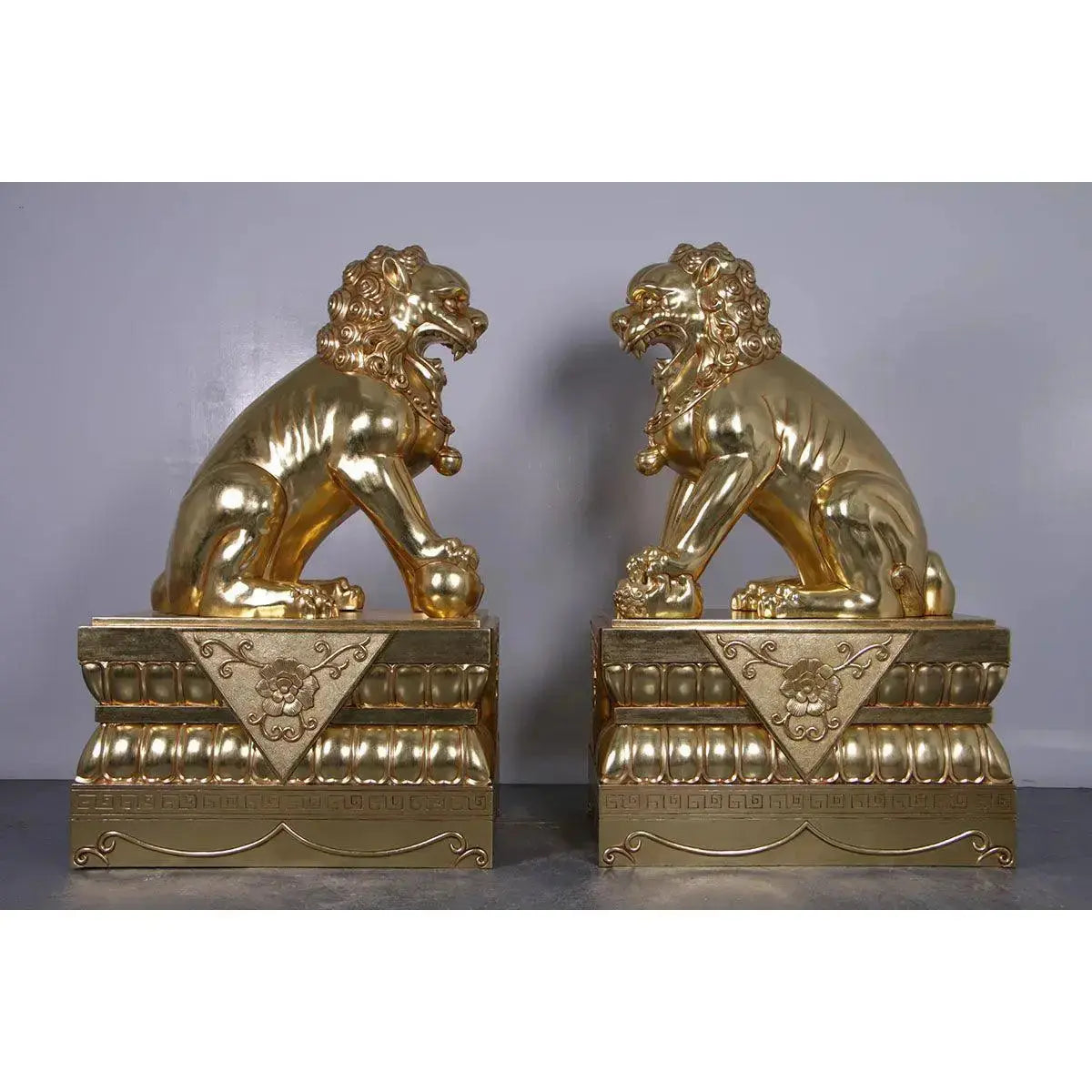 Foo Dog Plinth Base Statue A0772B-190163-H