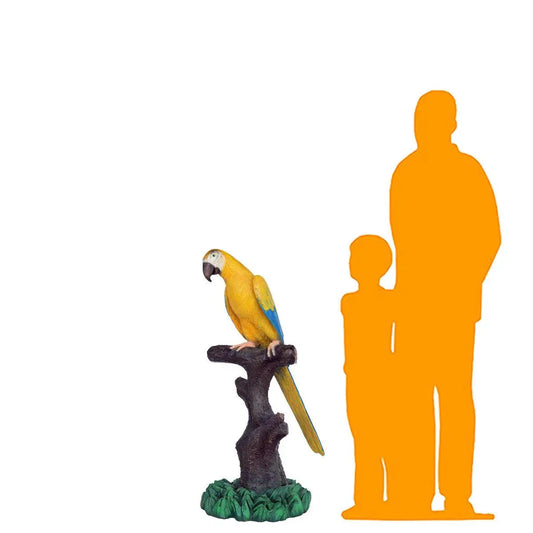 Yellow Macaw Parrot On Branch Statue A0790-MS-1000-A