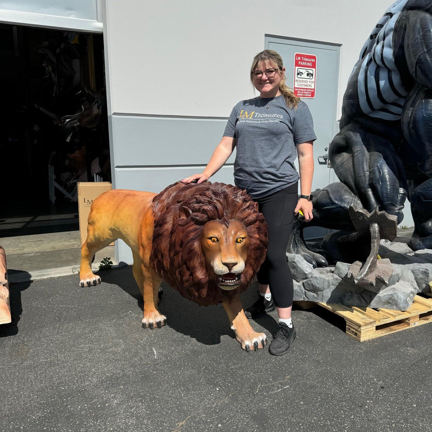 Walking Lion Life Size Statue