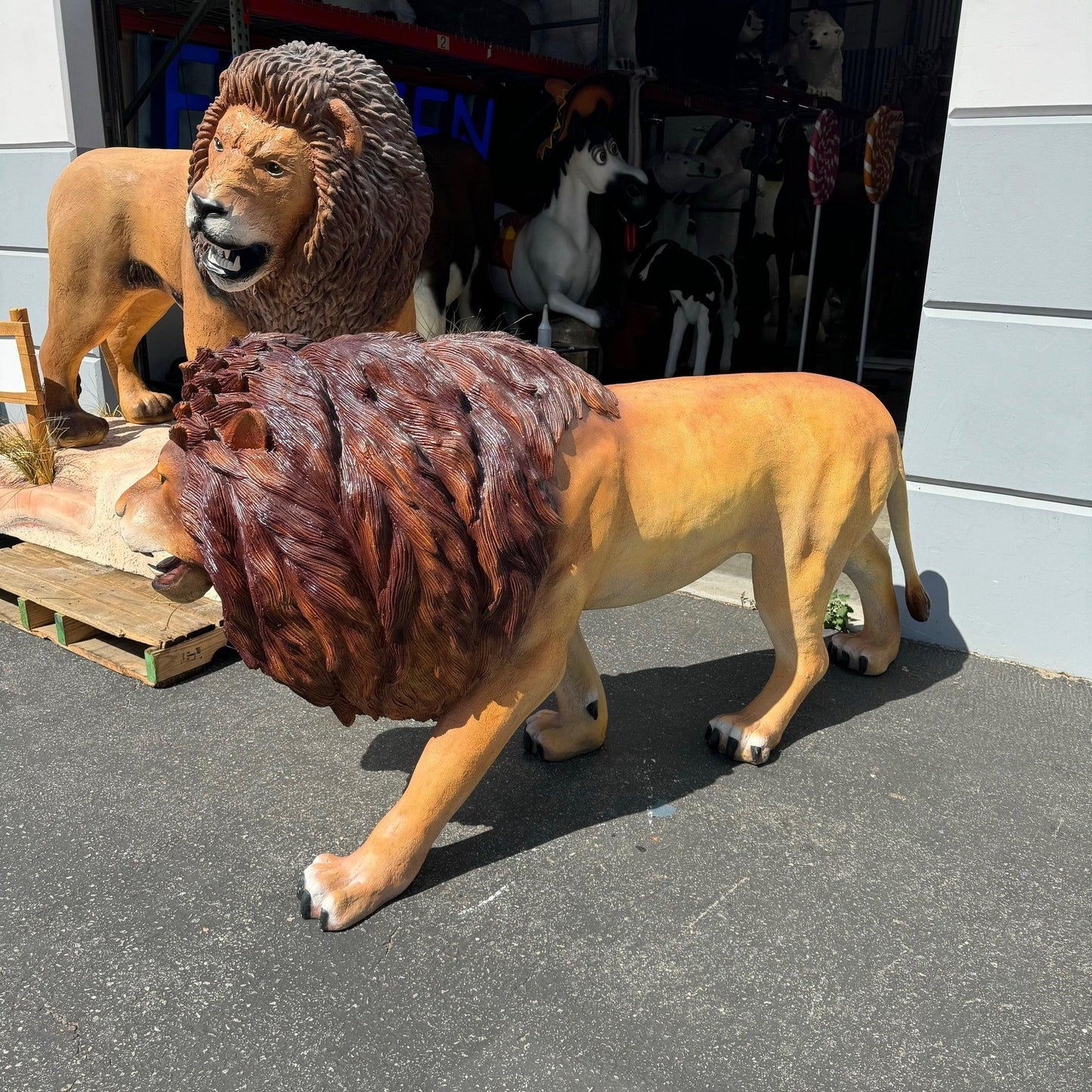 Walking Lion Life Size Statue
