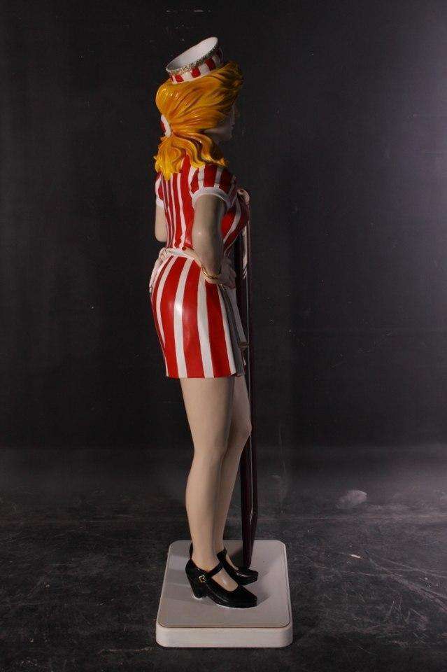Waitress With Menu Board Life Size Statue