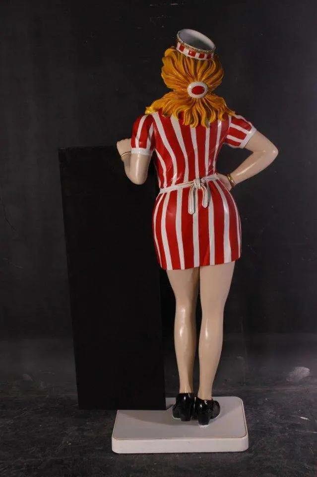 Waitress With Menu Board Life Size Statue R0255-ST6828-G