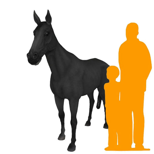 Standing Black Horse Statue A0623BK-R025-PT