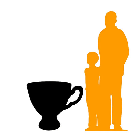 White Gold Tea Cup Statue R0355WG-R365-PT