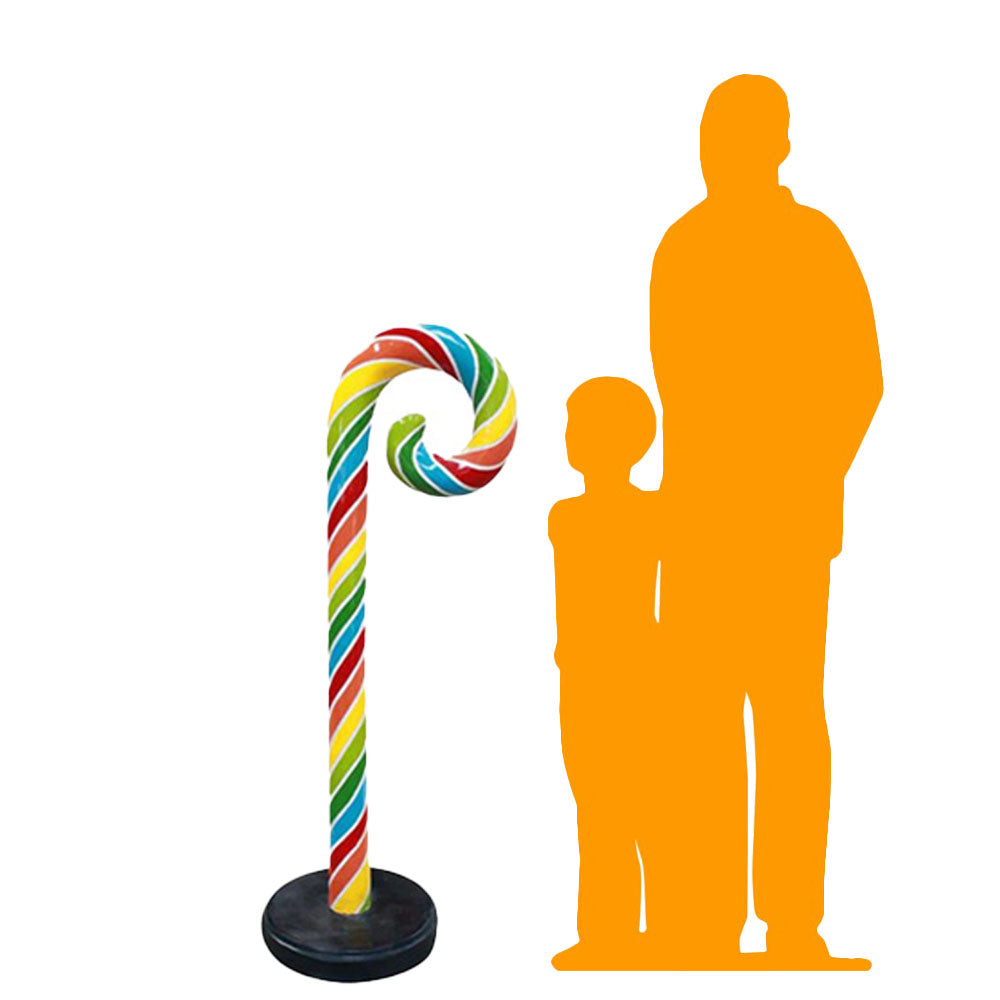 Large Swirl Rainbow Candy Cane Statue