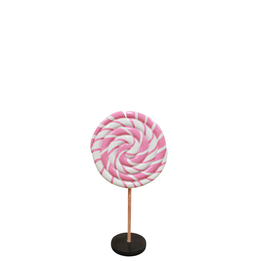 Small Pink Striped Twirl Lollipop Statue - LM Treasures Prop Rentals