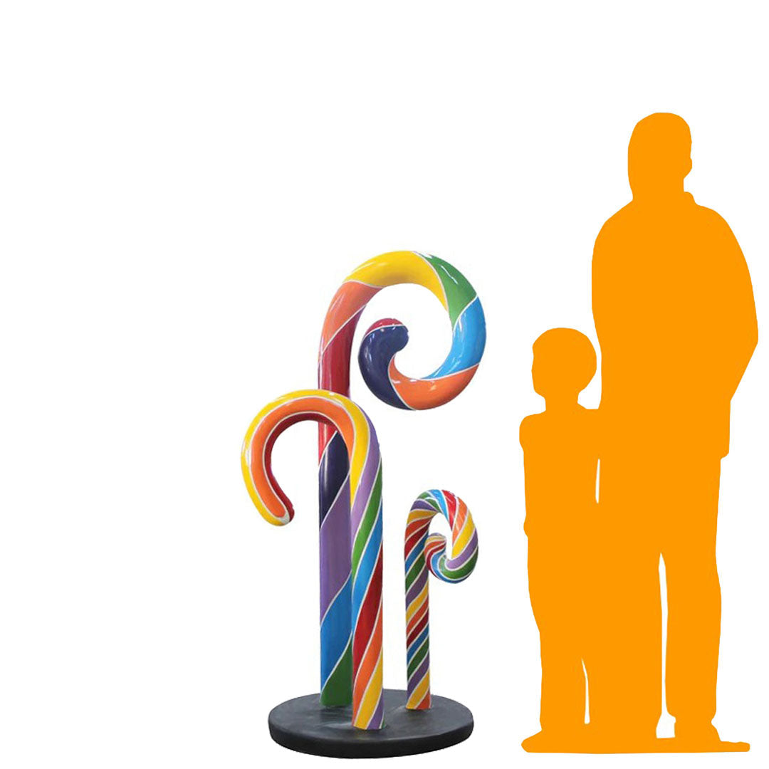 Rainbow Candy Cane Trio Statue