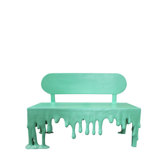 Mint Green Melting Drip Bench Statue - LM Treasures Prop Rentals