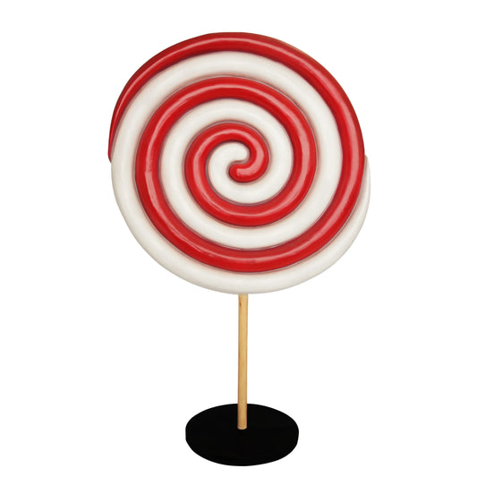 Large Red Twirl Lollipop Statue - LM Treasures Prop Rentals