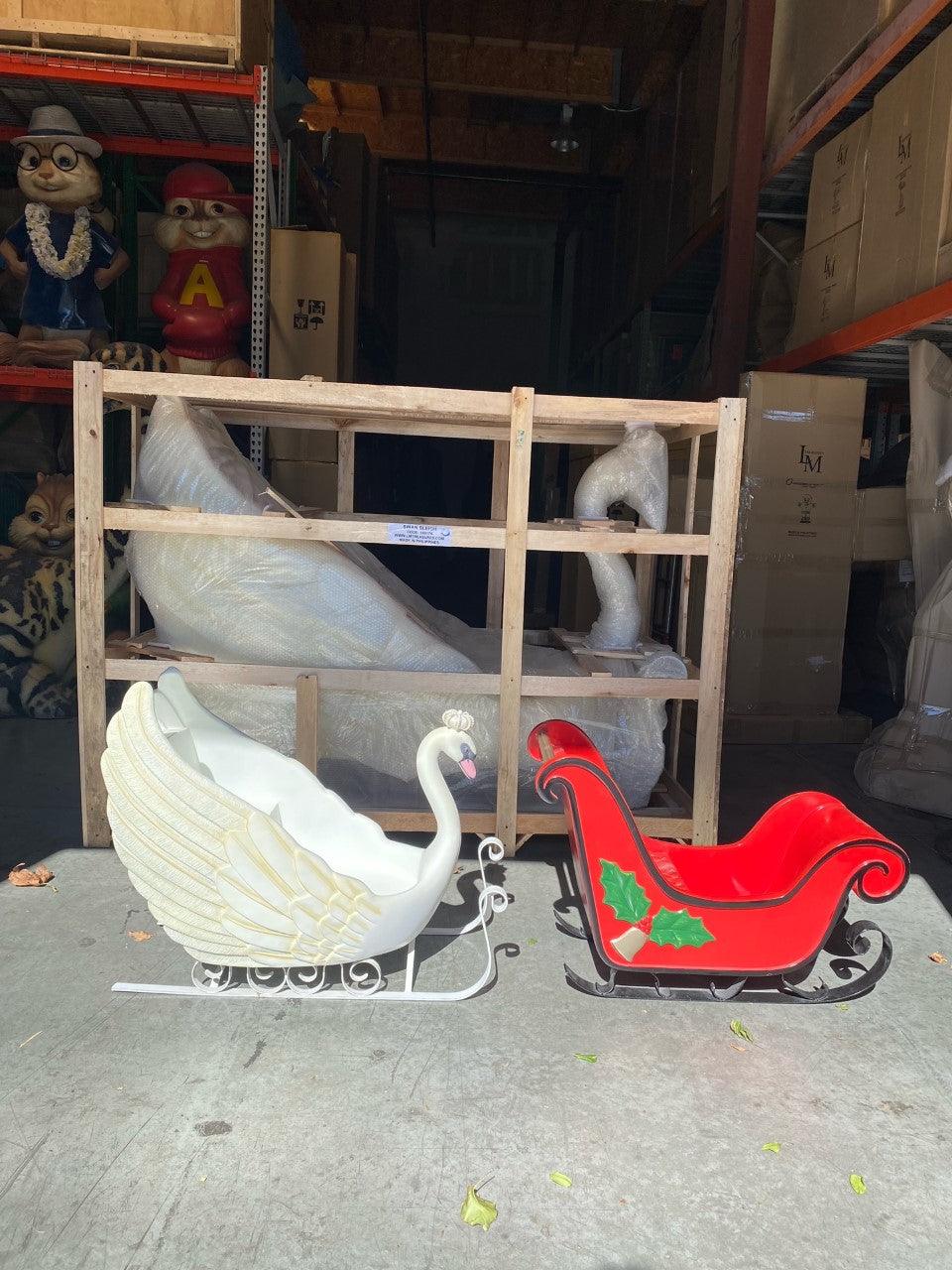 Small Swan Sleigh Statue