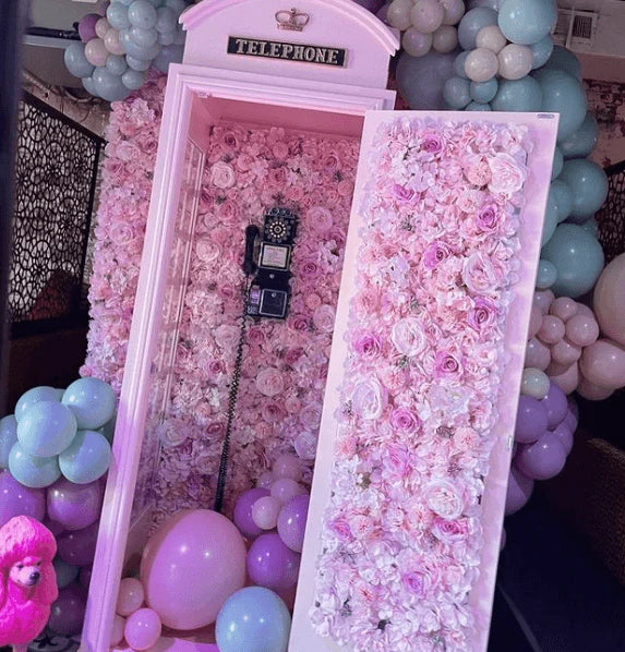 Light Pink British Phone Booth Life Size Statue