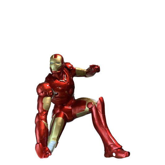 Iron Metal Man Super Hero Kneeling Life Size Statue - LM Treasures Prop Rentals