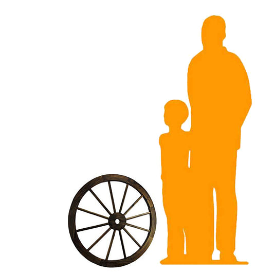 Wooden Wagon Wheel Statue