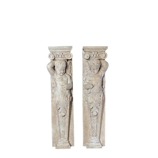 Stone Cherub Column Set of 2 - LM Treasures Prop Rentals