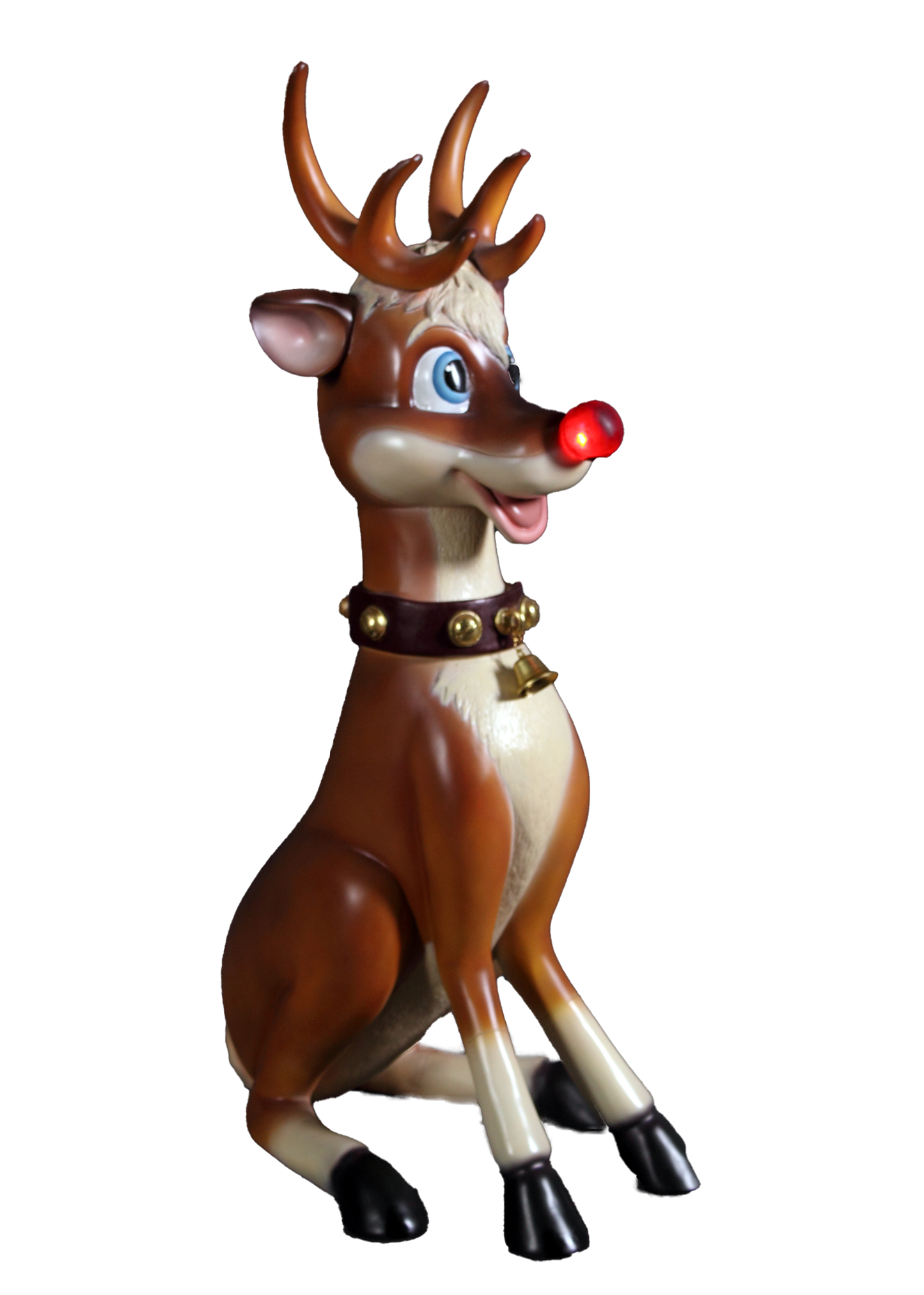 Sitting Funny Reindeer With Light Life Size Statue
