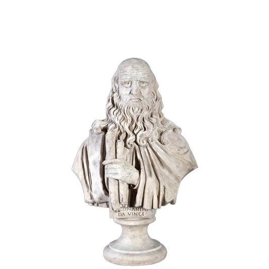 Leonardo Da Vinci Stone Bust Statue - LM Treasures Prop Rentals