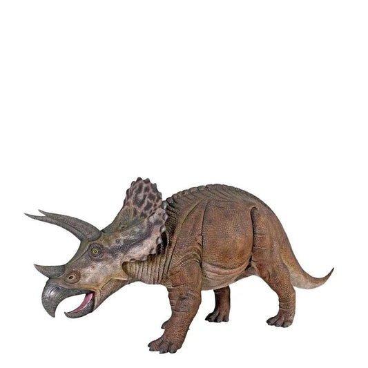 Large Brown Triceratops Dinosaur Life Size Statue - LM Treasures Prop Rentals