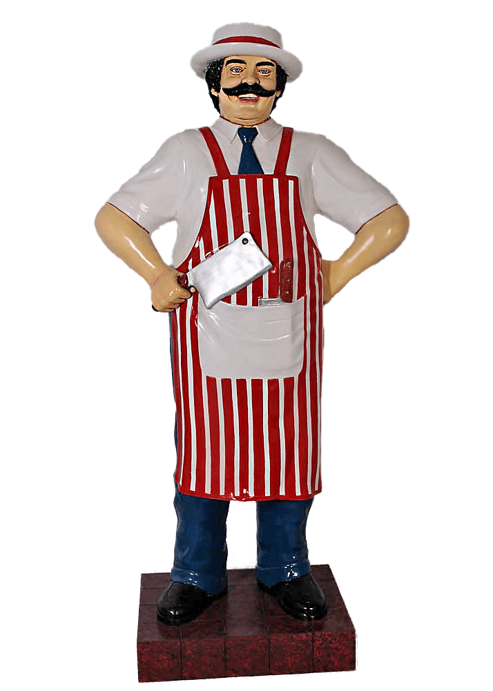 Butcher In Red Apron Statue Life Size Display Prop